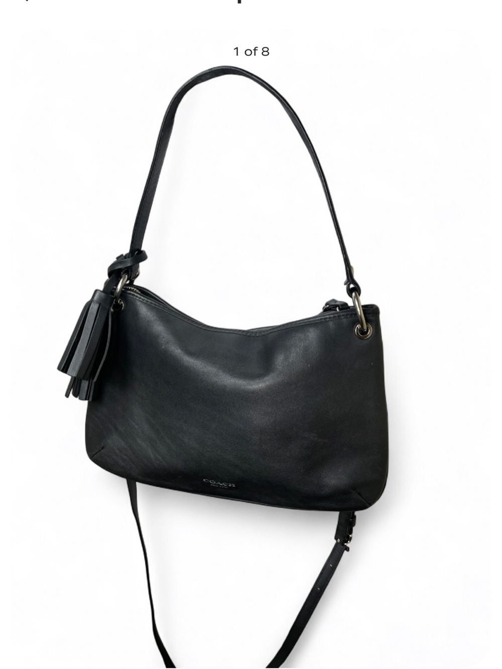 Coach Black Leather Shoulder Bag with Polished Hardware - Picture 5 of 8